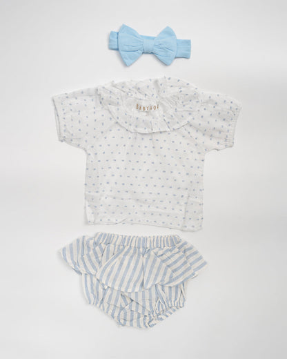 Baby Boo Blue Brenda Co ord Set-Printed-Cotton-For Infants