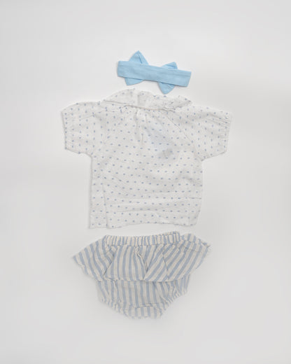 Baby Boo Blue Brenda Co ord Set-Printed-Cotton-For Infants