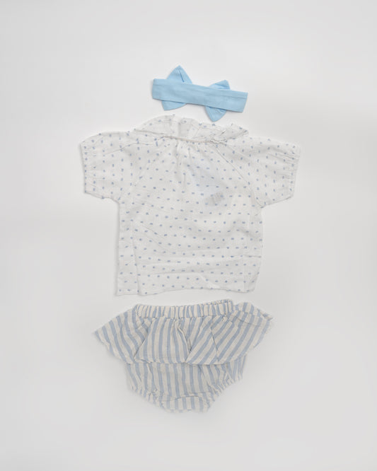 Baby Boo Blue Brenda Co ord Set-Printed-Cotton-For Infants