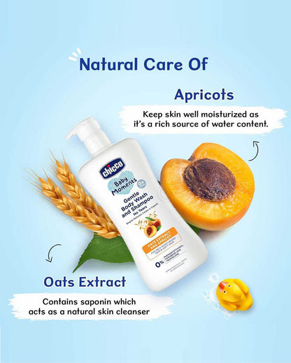 Chicco Baby Moments Gentle Body Wash & Shampoo-Top To Toe Wash-With Oats Extract & Apricot