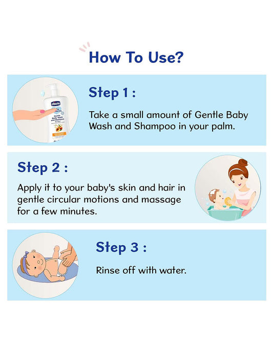 Chicco Baby Moments Gentle Body Wash & Shampoo-Top To Toe Wash-With Oats Extract & Apricot