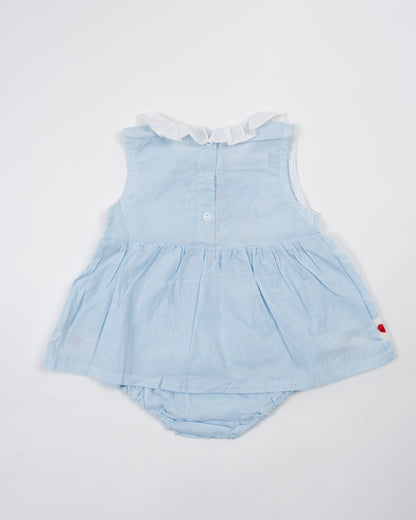 Baby Boo Blue Clara Romper-Solid-Cotton-For Infants