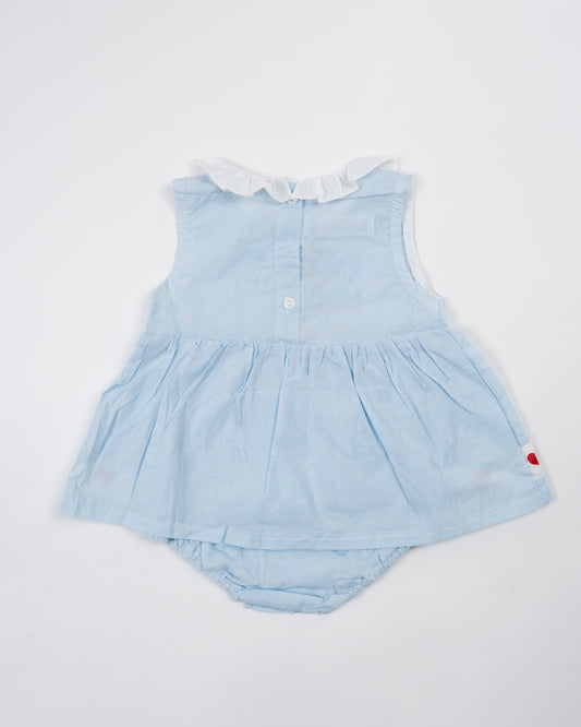 Baby Boo Blue Clara Romper-Solid-Cotton-For Infants