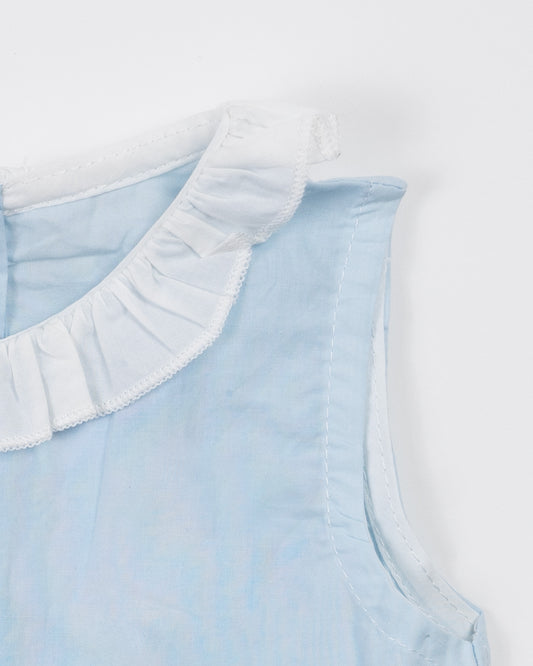 Baby Boo Blue Clara Romper-Solid-Cotton-For Infants