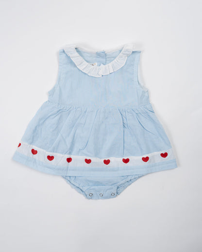 Baby Boo Blue Clara Romper-Solid-Cotton-For Infants