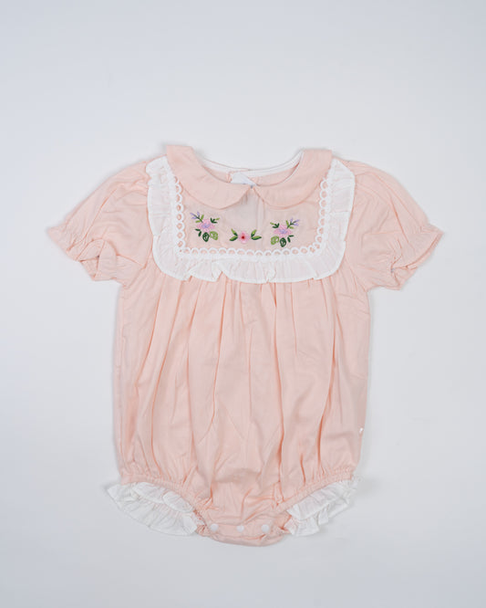 Baby Boo Pink Liliana Romper-Printed-Cotton-For Infants