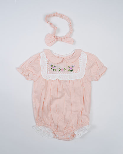 Baby Boo Pink Liliana Romper-Printed-Cotton-For Infants