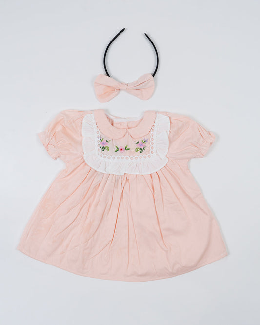 Baby Boo Pink Liliana Frock Dress-Printed-Cotton-For Infants