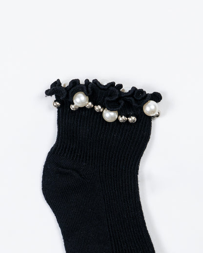 Baby Boo Black Pearl Winter Wear Socks-Solid-Knitted Wool-For Infants