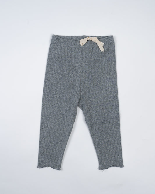 Baby Boo Grey Ruby Ribbed Leggings-Solid-Knit-For Infants