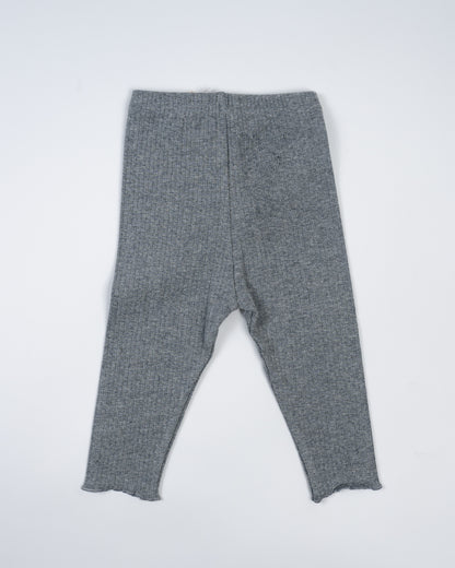 Baby Boo Grey Ruby Ribbed Leggings-Solid-Knit-For Infants