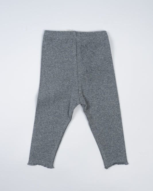 Baby Boo Grey Ruby Ribbed Leggings-Solid-Knit-For Infants