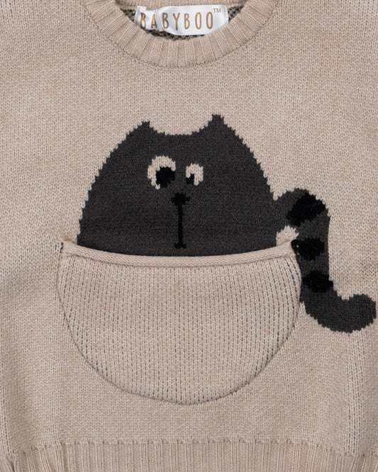 Baby Boo Beige Kimberly Winter Wear Sweatshirt-Printed-Knitted Wool-For Infants