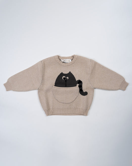 Baby Boo Beige Kimberly Winter Wear Sweatshirt-Printed-Knitted Wool-For Infants