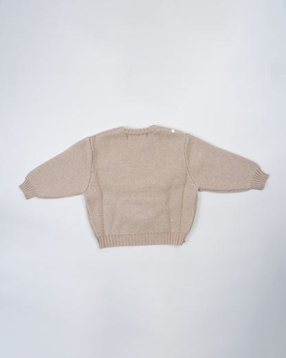 Baby Boo Beige Kimberly Sweatshirt-Printed-Knitted Wool-For Infants