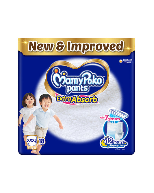 MamyPoko Extra Absorb Diaper Pants-XXXL (18-35 Kg)-2X Protection for Thigh Leak