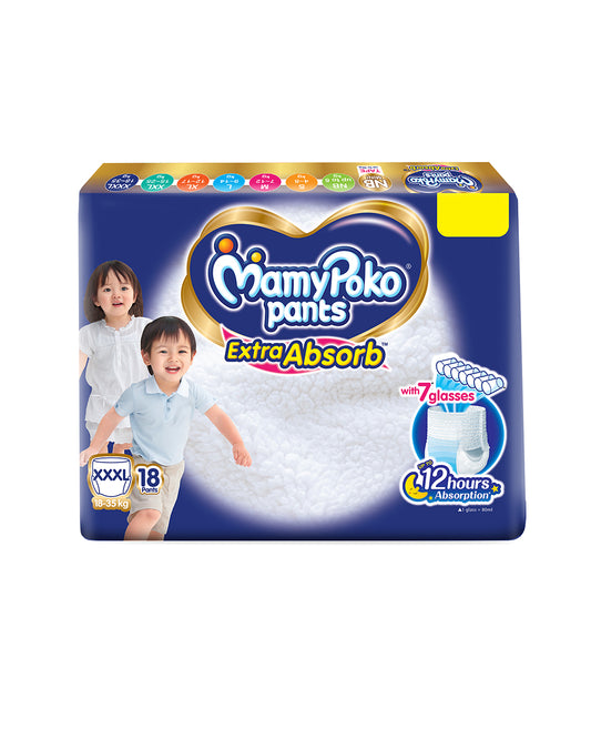 MamyPoko Extra Absorb Diaper Pants-XXXL (18-35 Kg)-2X Protection for Thigh Leak