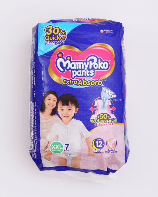 MamyPoko Extra Absorb Diaper Pants-XXL (15-25 Kg)-2X Protection for Thigh Leak