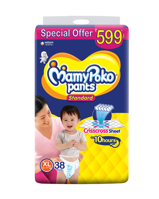 MamyPoko Standard Diaper Pants-XL (12-17 Kg)-Crisscross Absorbent Sheet