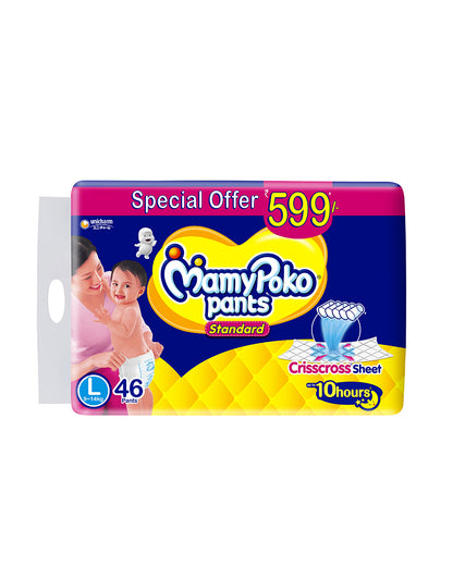 MamyPoko Standard Diaper Pants-L (9-14 Kg)-Crisscross Absorbent Sheet