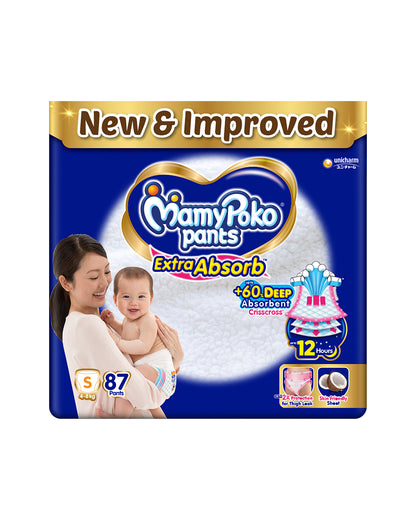 MamyPoko Extra Absorb Diaper Pants-S (4-8 Kg)-2X Protection for Thigh Leak