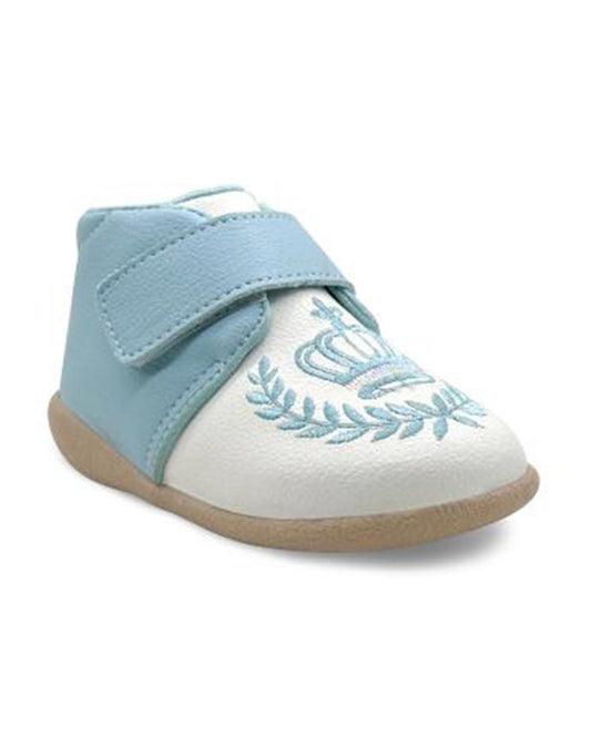Kazarmax Blue Crown Embroidery Velcro Shoes For Infants