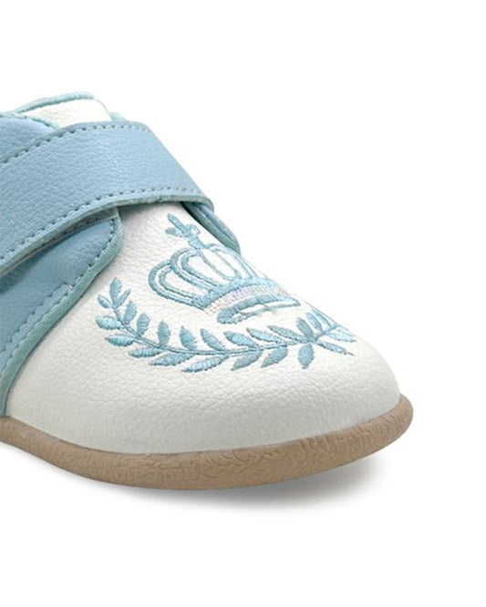 Kazarmax Blue Crown Embroidery Velcro Shoes For Infants