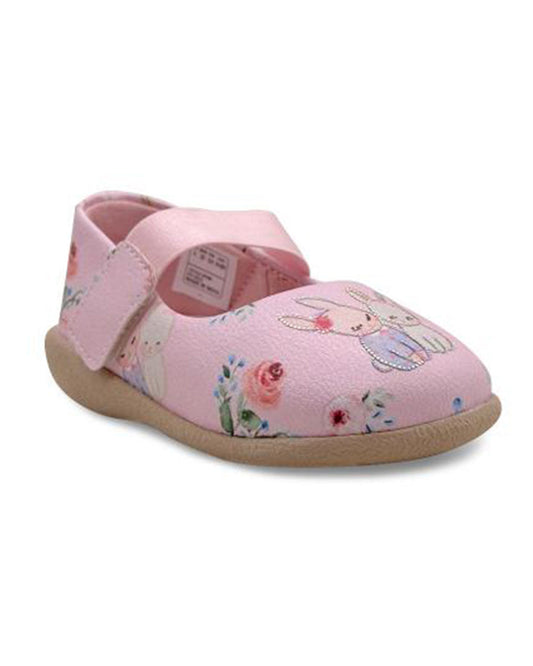 Kazarmax Pink Shimmer Rabbit Print Velcro Bellies For Infants