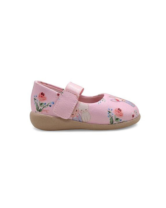Kazarmax Pink Shimmer Rabbit Print Velcro Bellies For Infants