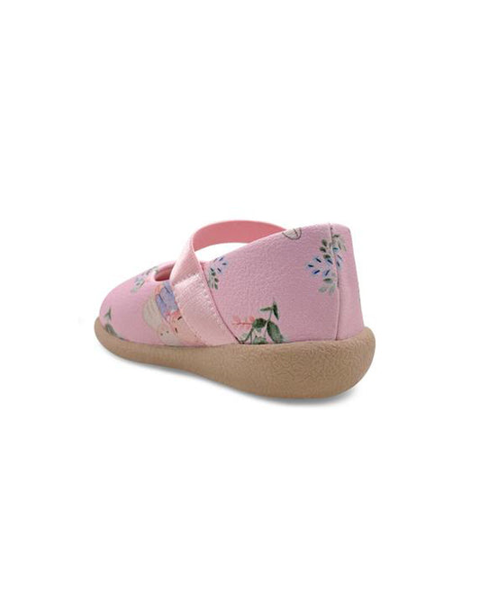 Kazarmax Pink Shimmer Rabbit Print Velcro Bellies For Infants