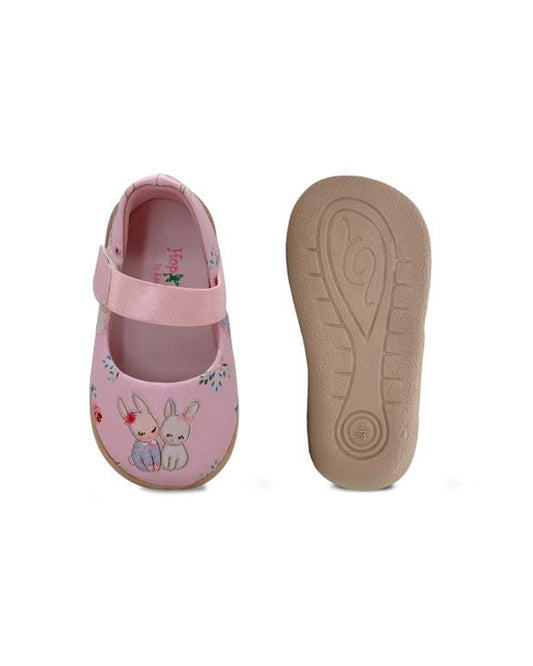 Kazarmax Pink Shimmer Rabbit Print Velcro Bellies For Infants