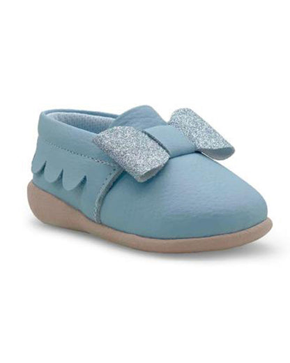 Kazarmax Misty Blue Bow Slip On Bellies For Infants