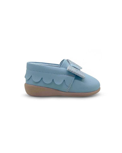 Kazarmax Misty Blue Bow Slip On Bellies For Infants