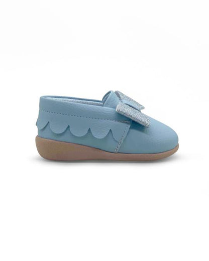 Kazarmax Misty Blue Bow Slip On Bellies For Infants