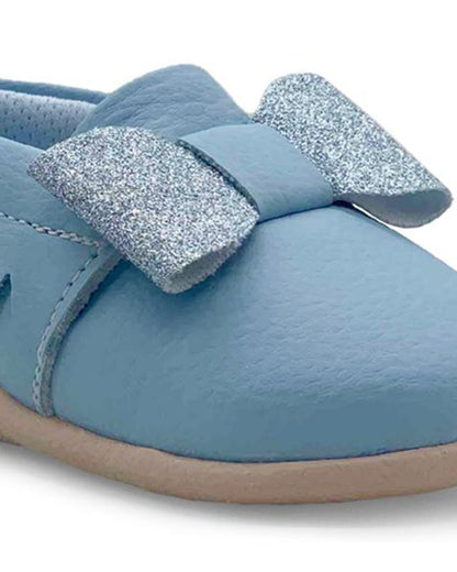 Kazarmax Misty Blue Bow Slip On Bellies For Infants