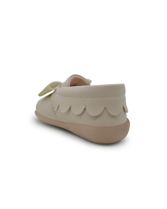 Kazarmax Barely Beige Bow Slip On Bellies For Infants