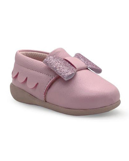 Kazarmax Pink Blush Bow Slip On Bellies For Infants