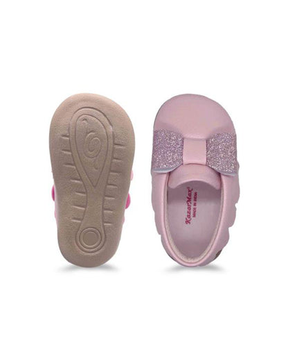 Kazarmax Pink Blush Bow Slip On Bellies For Infants