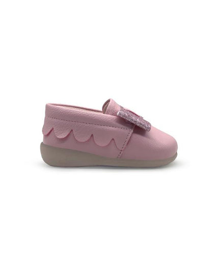 Kazarmax Pink Blush Bow Slip On Bellies For Infants