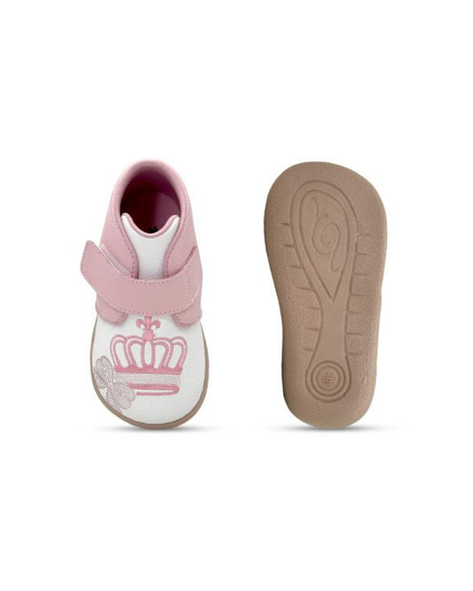 Kazarmax Pink Crown Embroidery Velcro Shoes For Infants