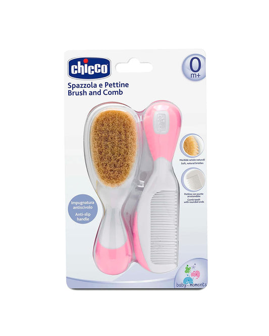 Chicco Hair Brush & Comb Set-Pink