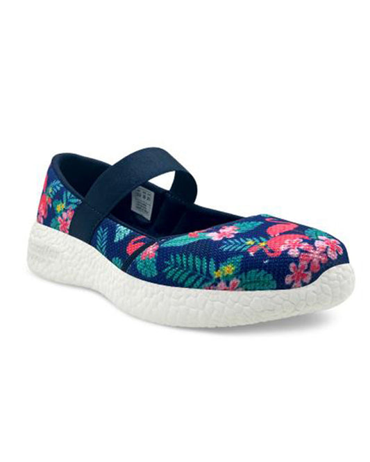 Kazarmax Navy Blue Flower Slip On Bellies For Infants