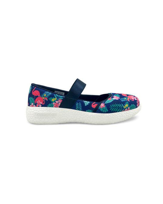 Kazarmax Navy Blue Flower Slip On Bellies For Infants