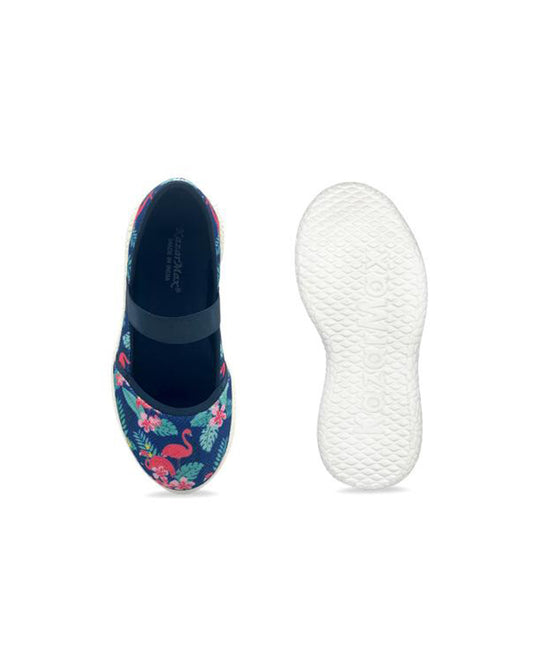 Kazarmax Navy Blue Flower Slip On Bellies For Infants