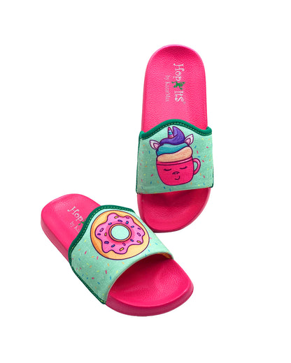 Kazarmax Pink Sea Green Cupcake & Donut Slippers For Infants