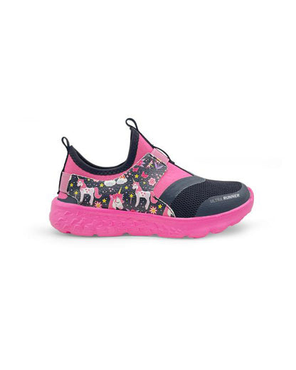 Kazarmax Black & Pink Ultra Runner Slip On Shoes For Infants