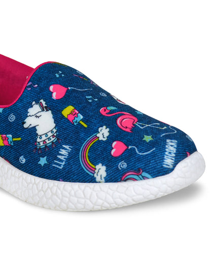 Kazarmax Blue Llama Pop Art Slip On Loafers For Infants