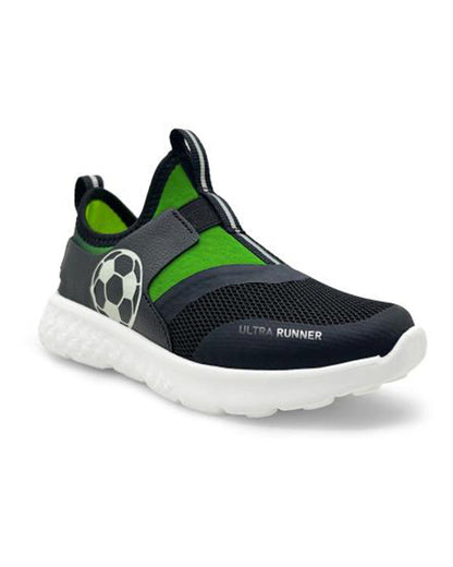 Kazarmax Black & Green Glow In The Dark Ultra Runner Slip On Shoes For Infants