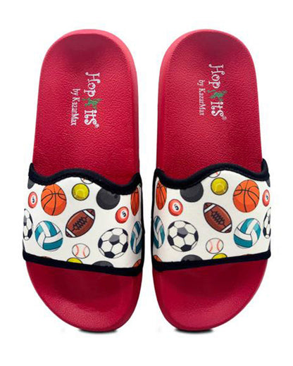 Kazarmax Red & White Balls Slippers For Infants