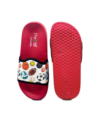 Kazarmax Red & White Balls Slippers For Infants